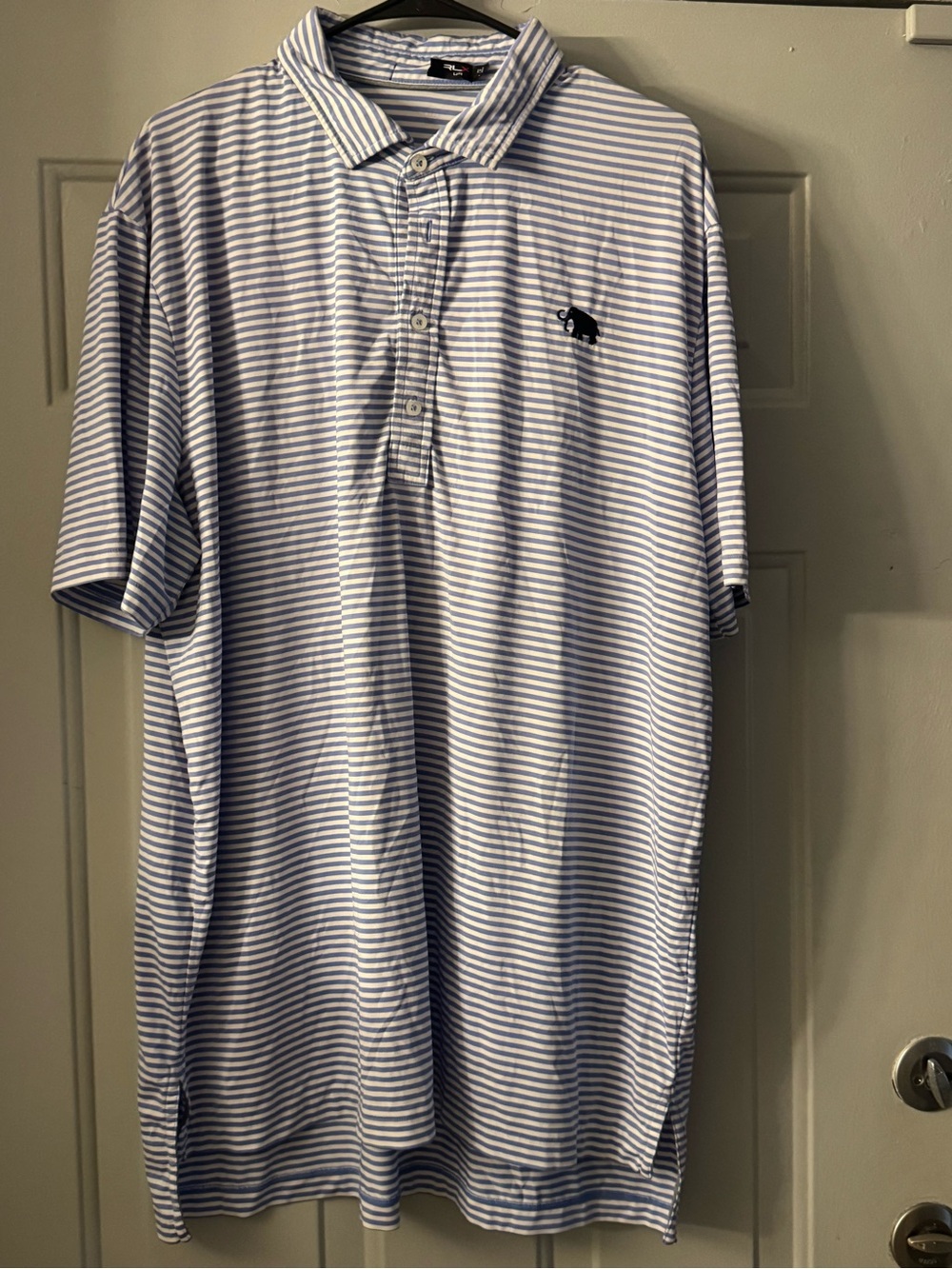 Light Blue and White Striped Cotton Polo